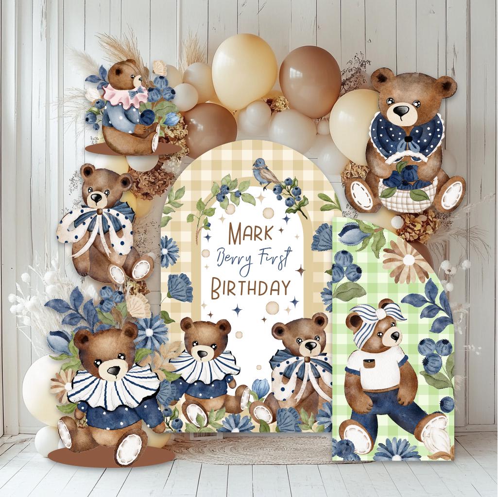 Berry First Birthday Cutout, Teddy Bear, Blueberry Baby Shower, Backdrop, Sweet Party Decorations, Berry 1st Birthday, Vintage Bear,Baby Boy