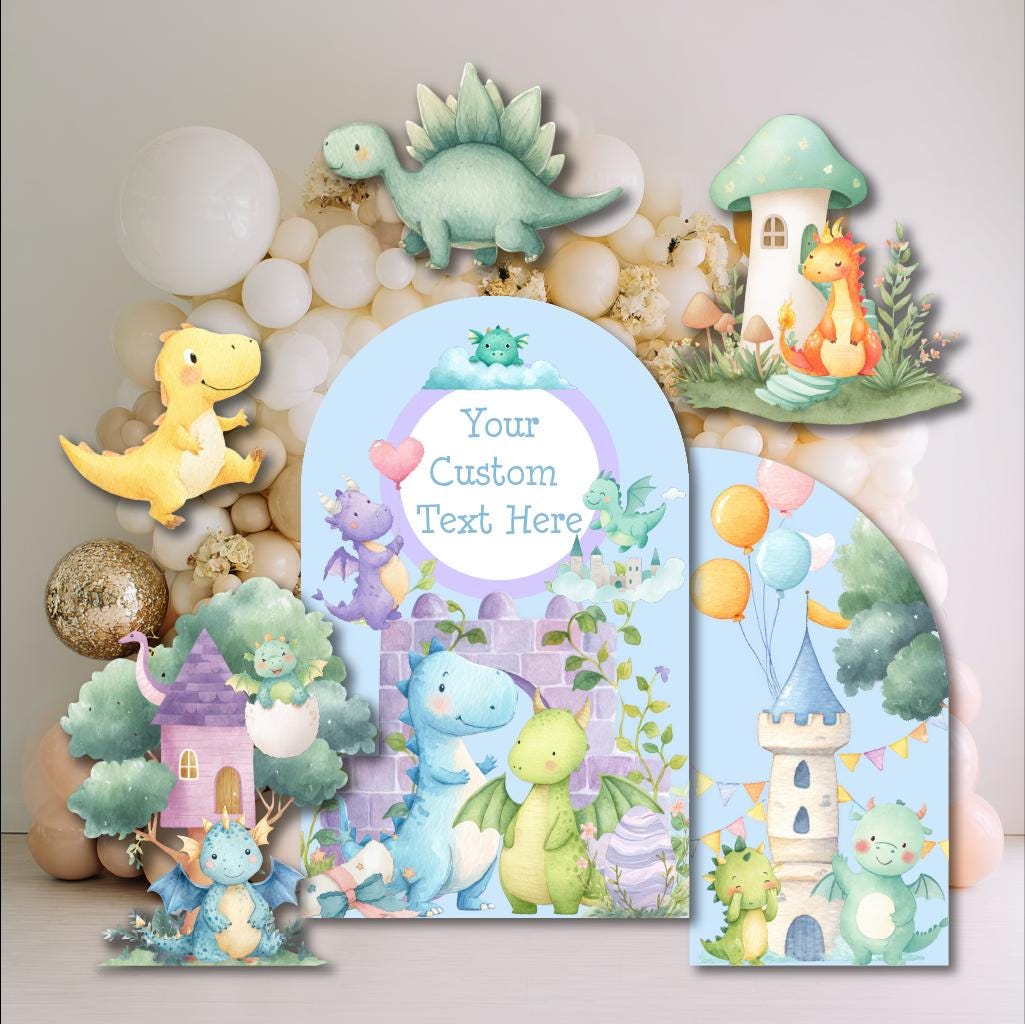 Pastel Baby Dragons Cutouts, Fantasy Birthday Decor, Dragons Props, Whimsical Fantasy Baby Shower, Storybook Signs, Fairytale, Magic Castle