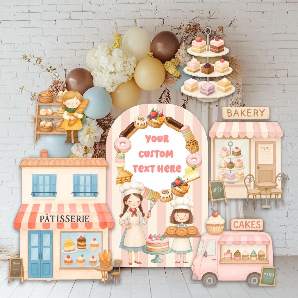 Patisserie Cutouts, Bakery Party, Candy Shop Backdrop, Two Sweet Birthday, Ice Cream, Lollipop, Donuts, Candy Theme Decor, Sweet Store, Cake