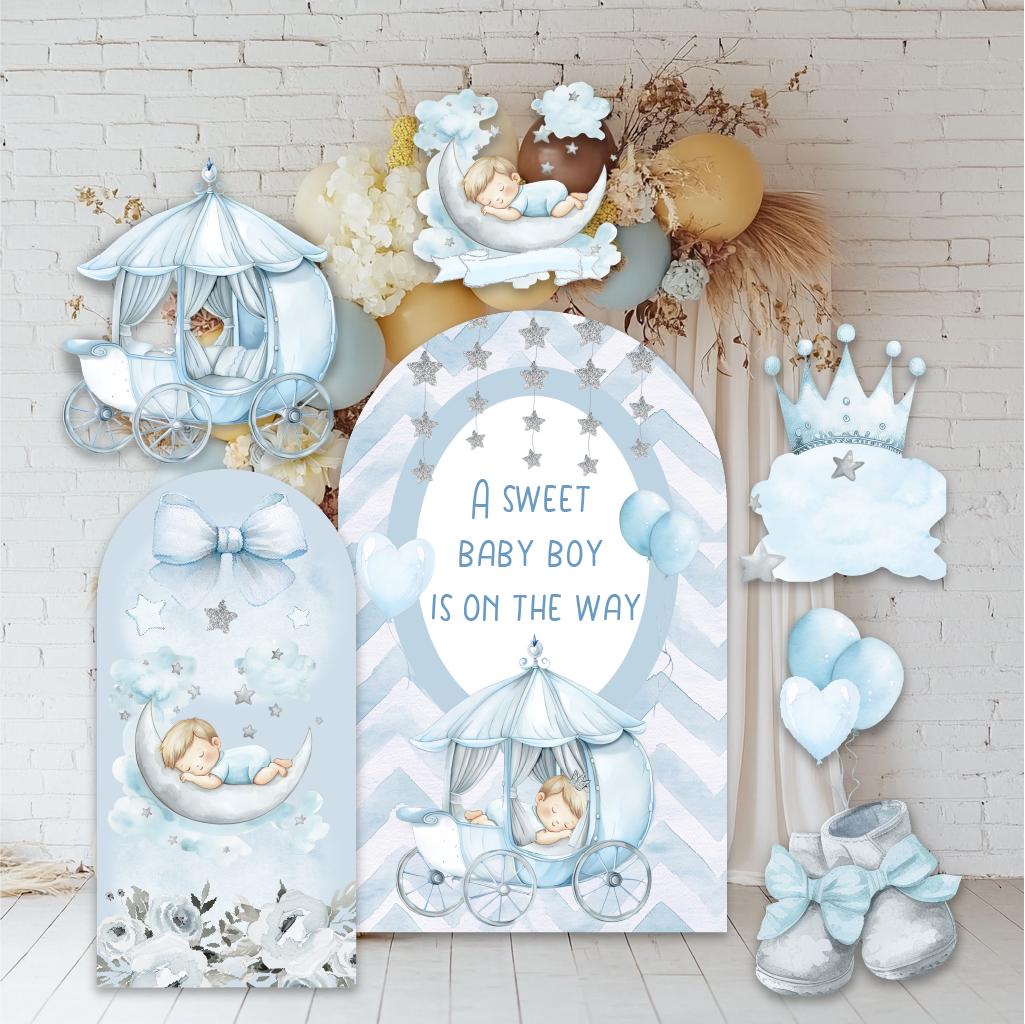 Little Prince Cutouts, Blue Carriage Backdrop, Boys Baby Shower, Decor, A little prince is on the way, Baby Boy, Crown, Baby Prince Props
