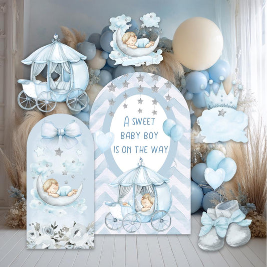 Little Prince Cutouts, Blue Carriage Backdrop, Boys Baby Shower, Decor, A little prince is on the way, Baby Boy, Crown, Baby Prince Props
