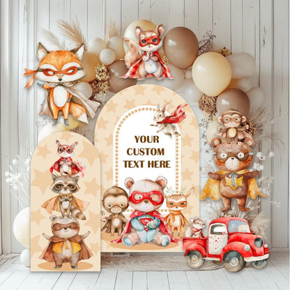 Cute Superhero Woodland Animals Cutout, Baby Shower, Bear, Fox, Deer, Boys Birthday Decoration, Baby Boy, Party Props, Boho Animals Party