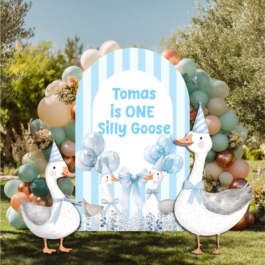 Blue Goose Cutouts, One Silly Goose, Mama Goose Baby Shower, Silly Goose Props, Mother Goose, Lucky Duck, Cottagecore,1st Birthday Decor