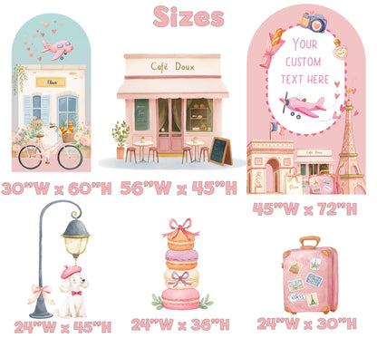 Paris Cutouts, Birthday Party Decor, Travel Baby Shower, Eiffel Tower, France Backdrop, Parisian Patisserie, Cafe Shop, Travel Party Decor