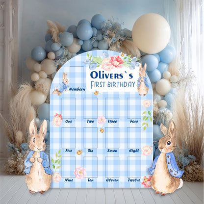 Personalized Blue Peter Rabbit Photo Board, Milestone, Boys First Birthday, First Year Photo Board, Blue Baby Boy, Standee, Party Props