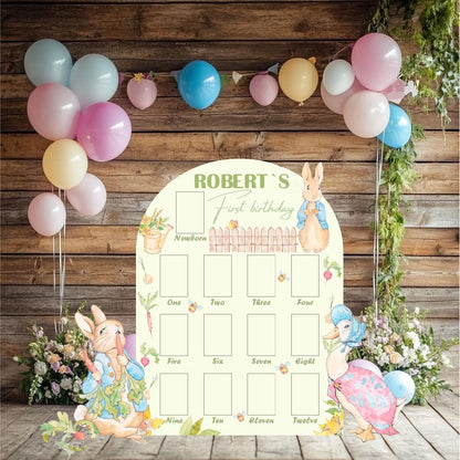 Personalized Garden Peter Rabbit Photo Board, Milestone, Boys First Birthday, First Year Photo Board, Blue Baby Boy, Jemima Puddle Duck,Prop