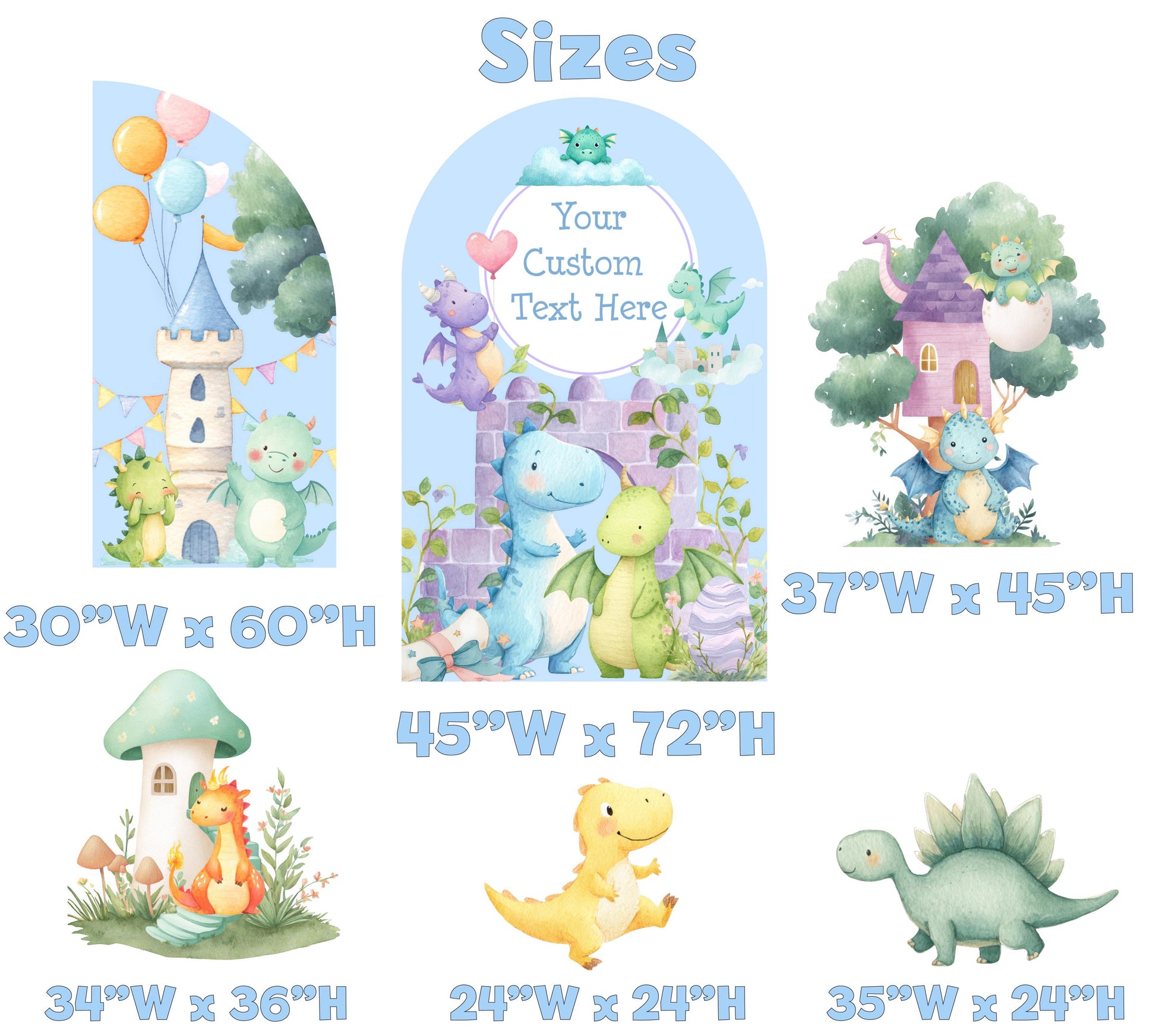 Pastel Baby Dragons Cutouts, Fantasy Birthday Decor, Dragons Props, Whimsical Fantasy Baby Shower, Storybook Signs, Fairytale, Magic Castle