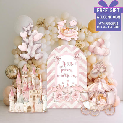 Pink Baby Princess Cutout, Storybook Baby Shower, Backdrop, Standee, Girls Birthday, Welcome Sign, Pink Castle, Princess Carriage,Fairytale