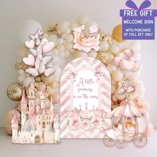 Pink Baby Princess Cutout, Storybook Baby Shower, Backdrop, Standee, Girls Birthday, Welcome Sign, Pink Castle, Princess Carriage,Fairytale