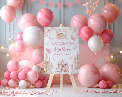 Pink Baby Princess Cutout, Storybook Baby Shower, Backdrop, Standee, Girls Birthday, Welcome Sign, Pink Castle, Princess Carriage,Fairytale