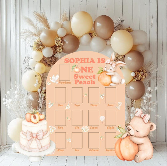 Personalized One Sweet Peach Birthday Photo Board, Peach Backdrop, Sweet Party Decorations, Sweet One, Berry 1st Birthday, Party Props, Bear