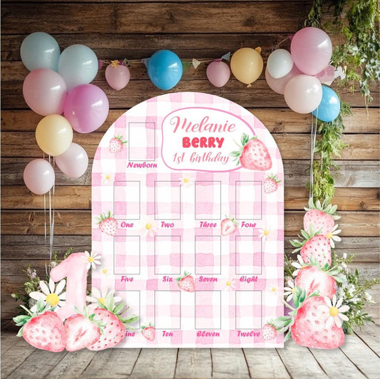 Personalized Berry First Birthday Photo Board, Baby Milestone, Strawberry Backdrop, Sweet Party Decorations, Sweet One, Berry 1st Birthday