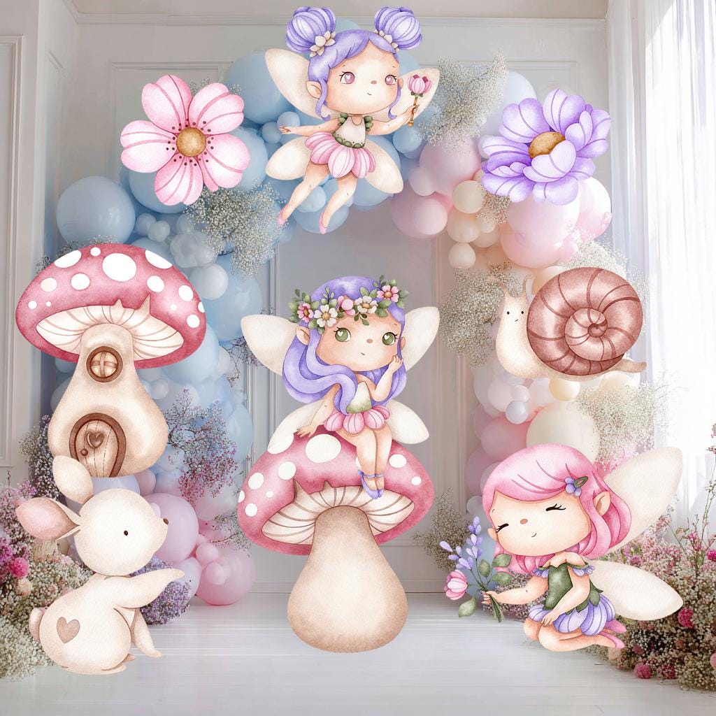 Fairy First Birthday Decor, Cutout, Baby Shower, Garden, Enchanted Fairy Girl Birthday Decor, Watercolor Fairy Theme Birthday, Stand Up Prop