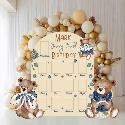 Personalized Berry First Birthday Photo Board, Baby Milestone, Backdrop, Sweet Party Decoration, Sweet One,Blueberry 1st Birthday,Teddy Bear