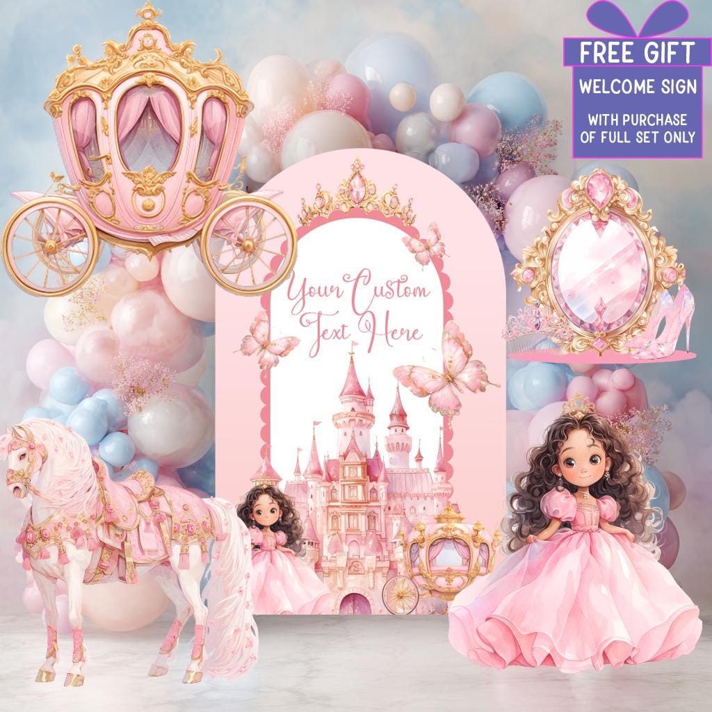 Pink Baby Princess Cutout, Storybook Baby Shower, Backdrop, 1st Birthday, Girls Birthday, Welcome Sign, Castle, Princess Carriage, Fairytale