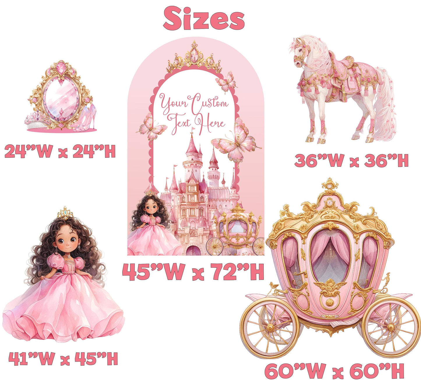 Pink Baby Princess Cutout, Storybook Baby Shower, Backdrop, 1st Birthday, Girls Birthday, Welcome Sign, Castle, Princess Carriage, Fairytale
