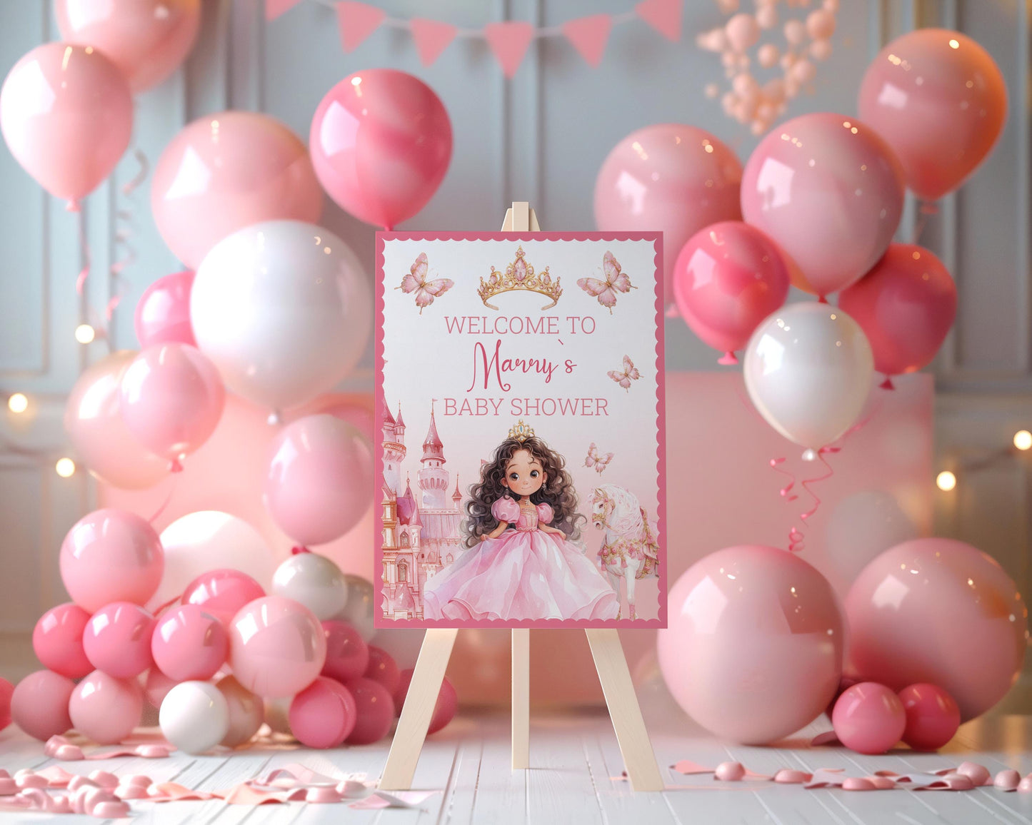 Pink Baby Princess Cutout, Storybook Baby Shower, Backdrop, 1st Birthday, Girls Birthday, Welcome Sign, Castle, Princess Carriage, Fairytale
