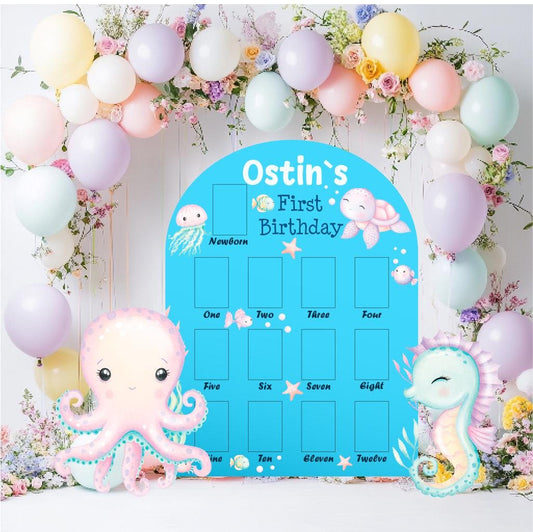 Personalized Under the Sea Cutout, Milestone, Boys First Birthday, First Year Photo Board, Underwater Party, ONEder the Sea, Party Props