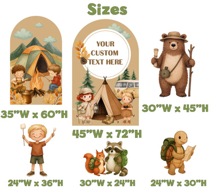 Camping Cutouts, Boho Birthday Decor, Welcome Sign, Camping Baby Shower, Camp Themed Birthday, Woodland Animals, Party Prop, Camper Birthday
