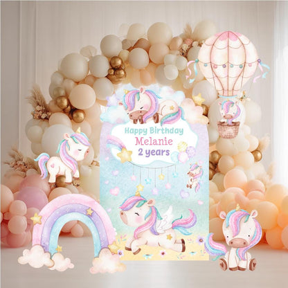 Pastel Unicorn Cutouts, Birthday Party Decorations, Rainbow Unicorn Theme Party, Baby Shower Decor, Hot Air Balloon, Yard Signs, Party Props