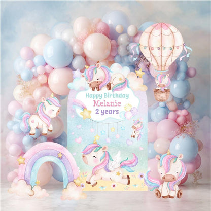 Pastel Unicorn Cutouts, Birthday Party Decorations, Rainbow Unicorn Theme Party, Baby Shower Decor, Hot Air Balloon, Yard Signs, Party Props