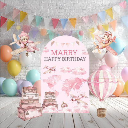 Pink Aviator Bear Cutout, Girls Travel Birthday, Time Flies, Adventure Awaits, Baby Shower, Welcome Sign, Hot Air Balloon, Aeroplane, Props
