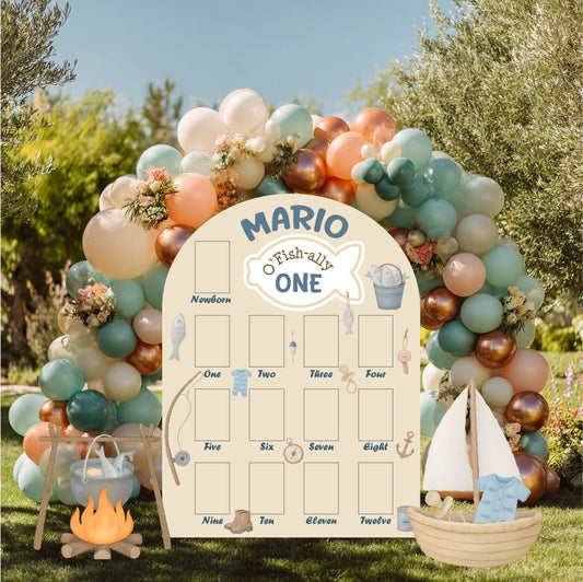 Ofishally One Birthday Photo Board, Boys First Birthday, Big One, O-fish-ally, Boys First Birthday, Fishing Party, First Year Photo Board