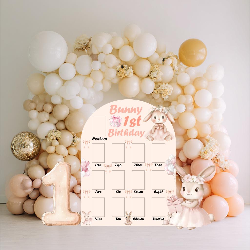 Personalized Cute Bunny Cutouts, Girls First Birthday, First Year Photo Board, Baby Girl, Standee, First Birthday Decor, Party Props