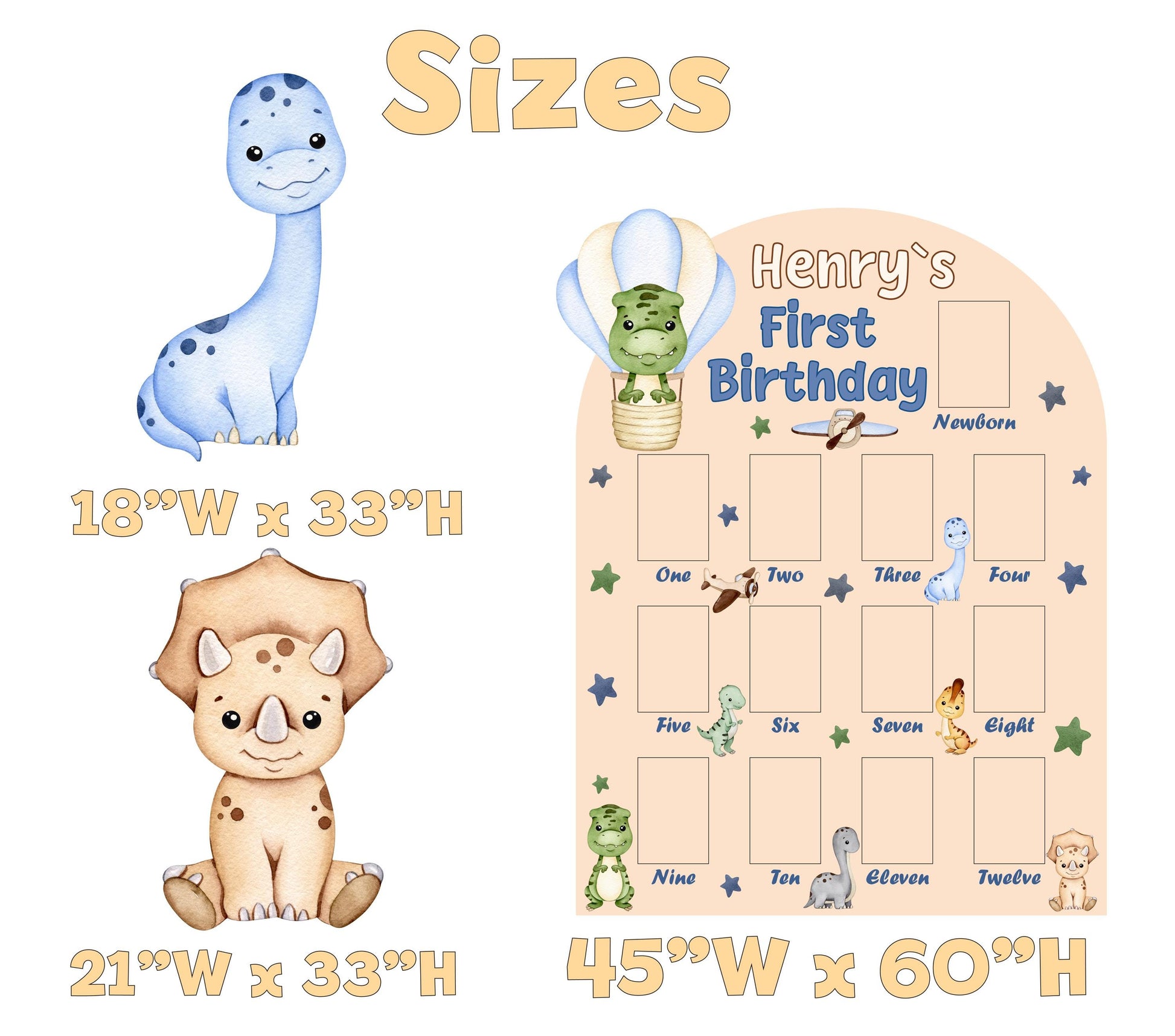 Personalized Dinosaur Party Cutouts Photo Board, Boys First Birthday, First Year, Baby Boy, Air Transport, Hot Air Balloon, Baby Dino, Props