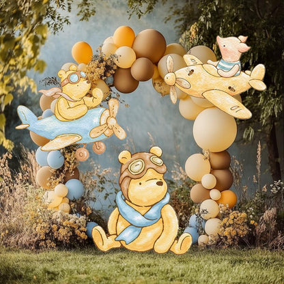 Classic Winnie the Pooh SET of 3 Cutouts, Airplane, Boy Baby Shower Decor, Backdrop, Yard Sign, Aviator Bear, First Birthday, Classic Bear