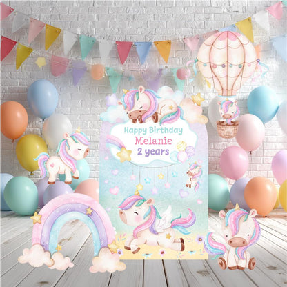 Pastel Unicorn Cutouts, Birthday Party Decorations, Rainbow Unicorn Theme Party, Baby Shower Decor, Hot Air Balloon, Yard Signs, Party Props