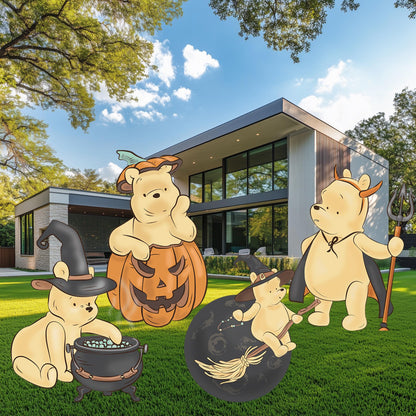 Halloween Winnie the Pooh Cutouts, Spooky Decor, Halloween Decor, Baby Shower Decor, Yard Sign, Halloween Party Props, Yard Art