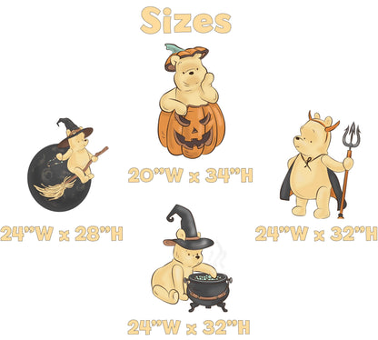 Halloween Winnie the Pooh Cutouts, Spooky Decor, Halloween Decor, Baby Shower Decor, Yard Sign, Halloween Party Props, Yard Art