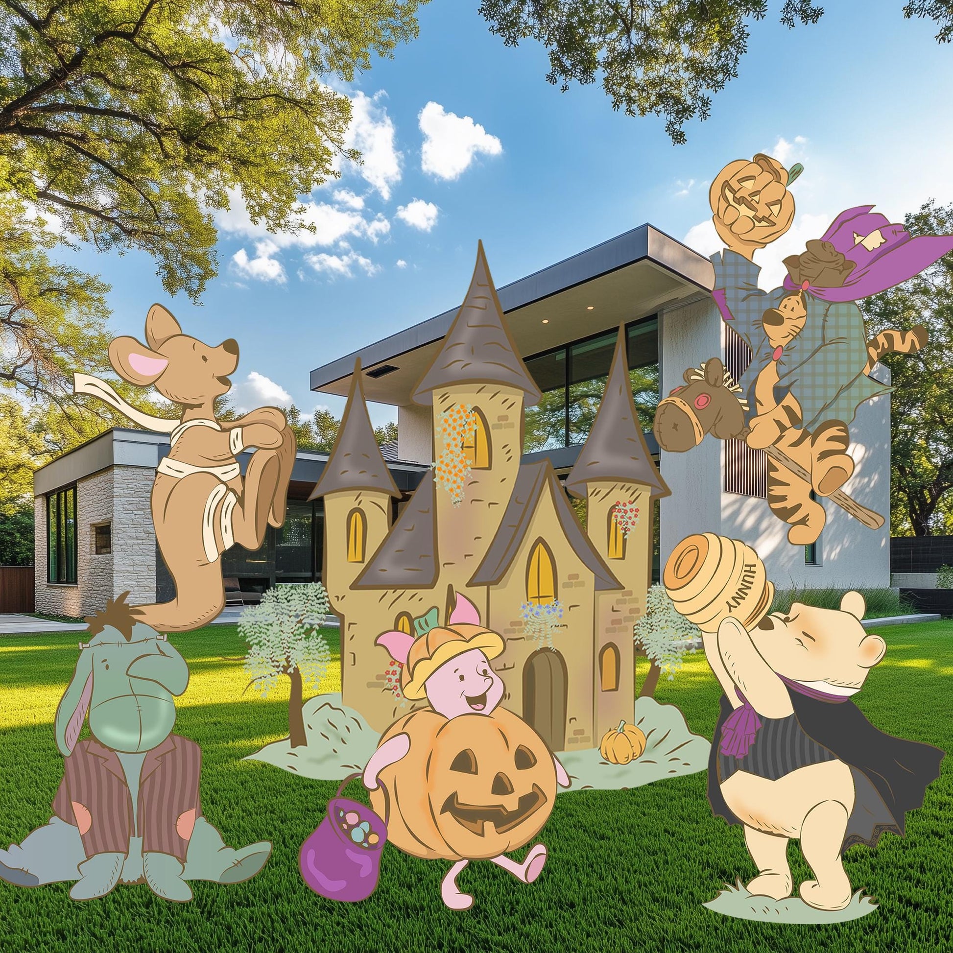 Halloween Winnie the Pooh Cutouts, Yard Art, Spooky Decor, Halloween Decor, Baby Shower Decor, Yard Sign, Halloween Party Props