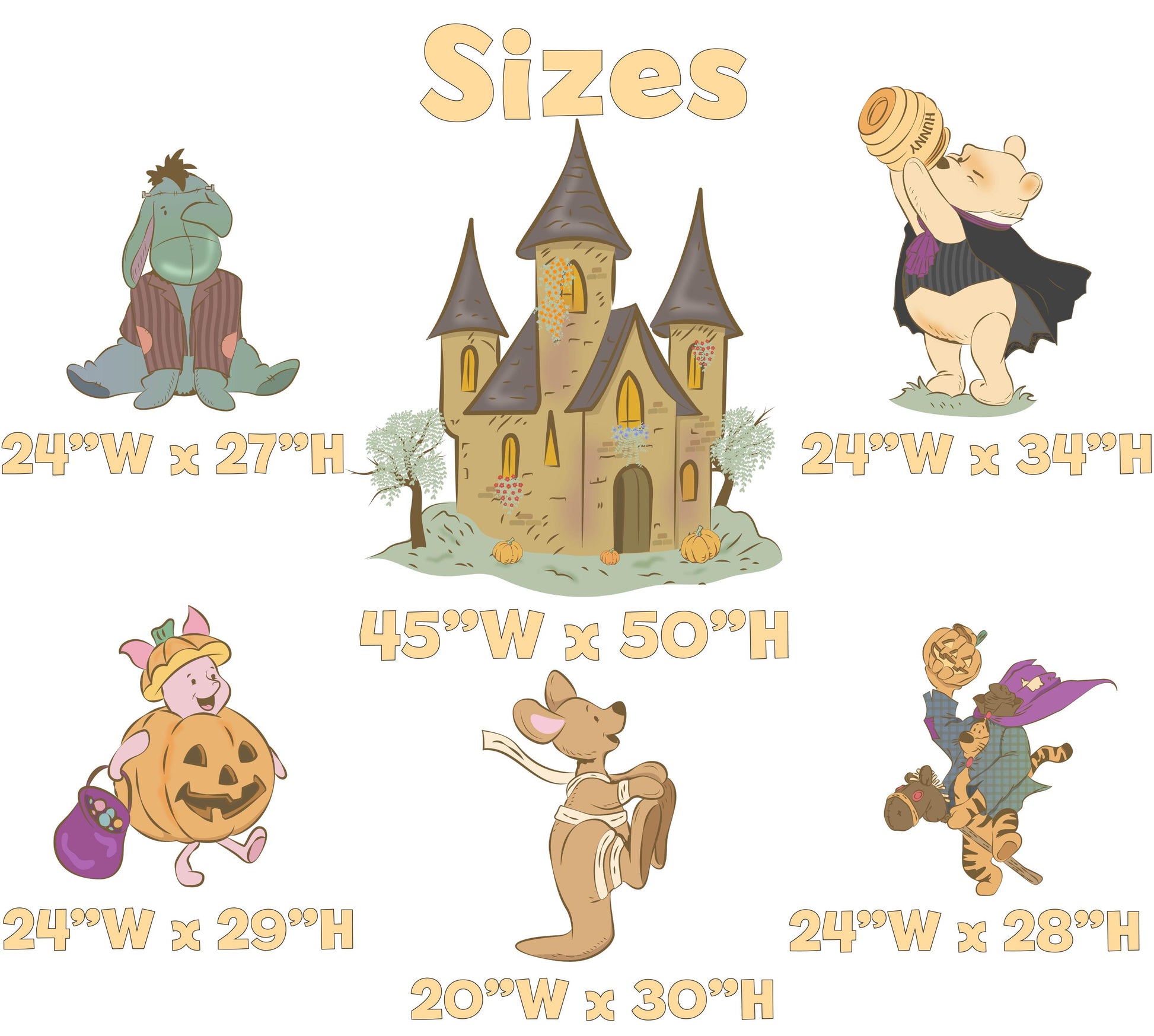 Halloween Winnie the Pooh Cutouts, Yard Art, Spooky Decor, Halloween Decor, Baby Shower Decor, Yard Sign, Halloween Party Props