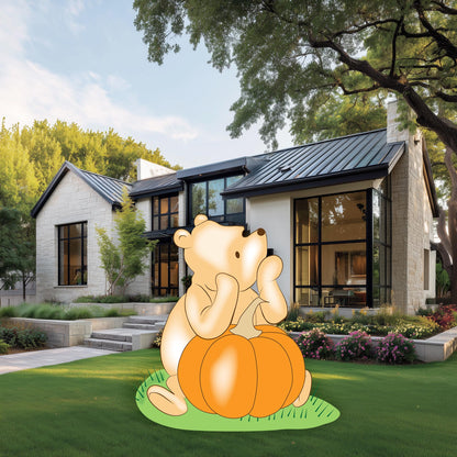 Pumpkin Winnie the Pooh Cutout, Fall Decor, Thanksgiving Decor, Baby Shower, Lawn Sign, Yard Art, Birthday Decor, Party Props, Outdoor Decor