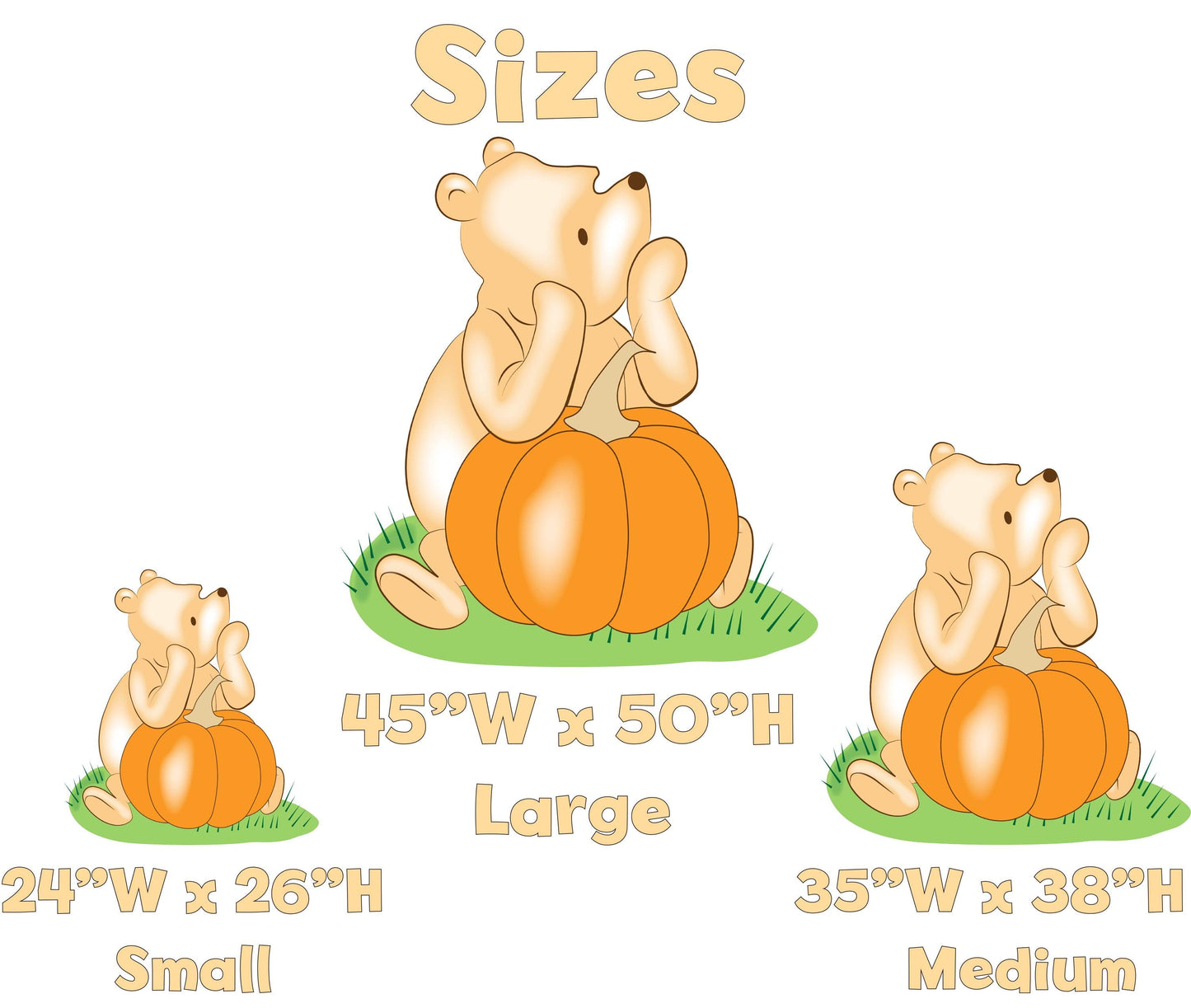 Pumpkin Winnie the Pooh Cutout, Fall Decor, Thanksgiving Decor, Baby Shower, Lawn Sign, Yard Art, Birthday Decor, Party Props, Outdoor Decor