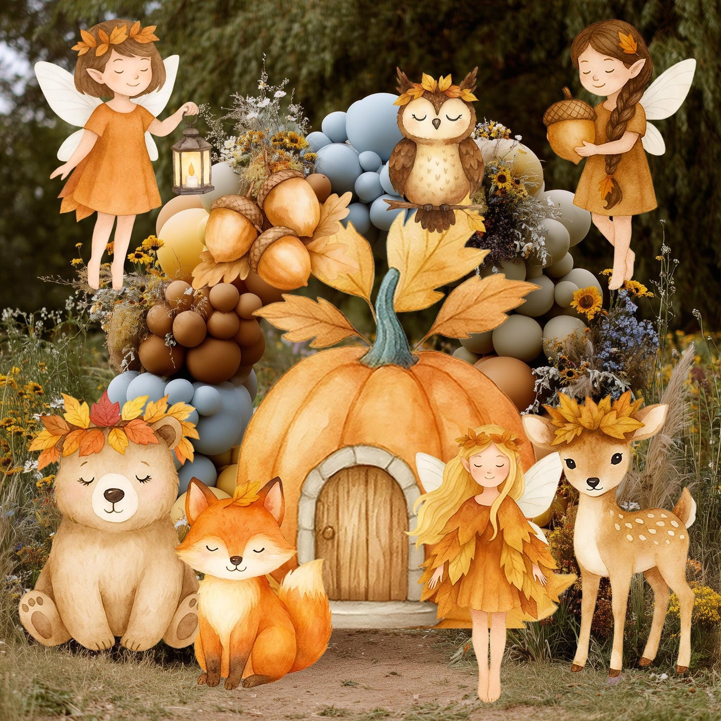 Woodland Fairy First Birthday Cutout, Whimsical Fairy Baby Shower, Fall Decor, Enchanted Fairy, Outdoor Decor, Pumpkin Centerpieces, Props