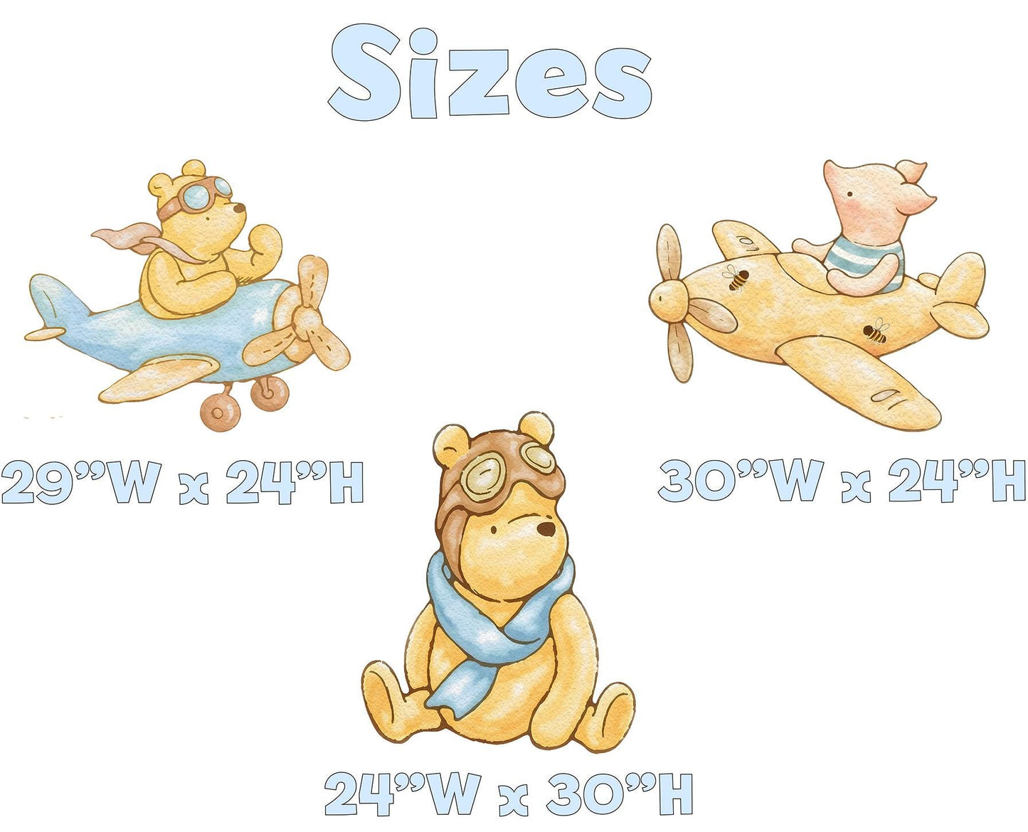 Classic Winnie the Pooh SET of 3 Cutouts, Airplane, Boy Baby Shower Decor, Backdrop, Yard Sign, Aviator Bear, First Birthday, Classic Bear
