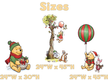 Christmas Winnie the Pooh Cutouts, Baby Shower Backdrop, Lawn Sign, Outdoor Decor, Christmas Decor, Winter Decor