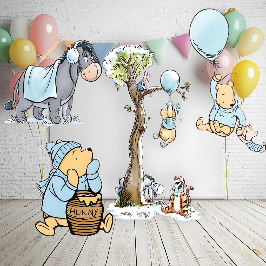 Blue Winnie the Pooh Cutouts, Storybook Baby Shower Backdrop, Lawn Sign, Outdoor Decor, Christmas Decor, Winter Decor, Baby boy