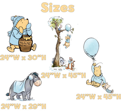 Blue Winnie the Pooh Cutouts, Storybook Baby Shower Backdrop, Lawn Sign, Outdoor Decor, Christmas Decor, Winter Decor, Baby boy