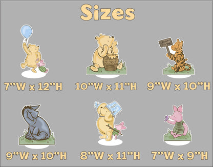 Classic Winnie the Pooh and Friends Double-Sided Table Centerpieces Set 6, Baby Shower, Nursery Decor, Table Decor, Birthday Decorations