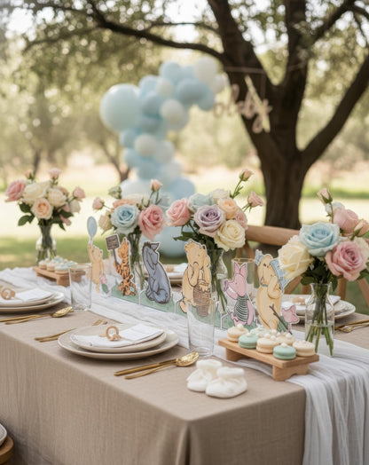 Classic Winnie the Pooh and Friends Double-Sided Table Centerpieces Set 6, Baby Shower, Nursery Decor, Table Decor, Birthday Decorations