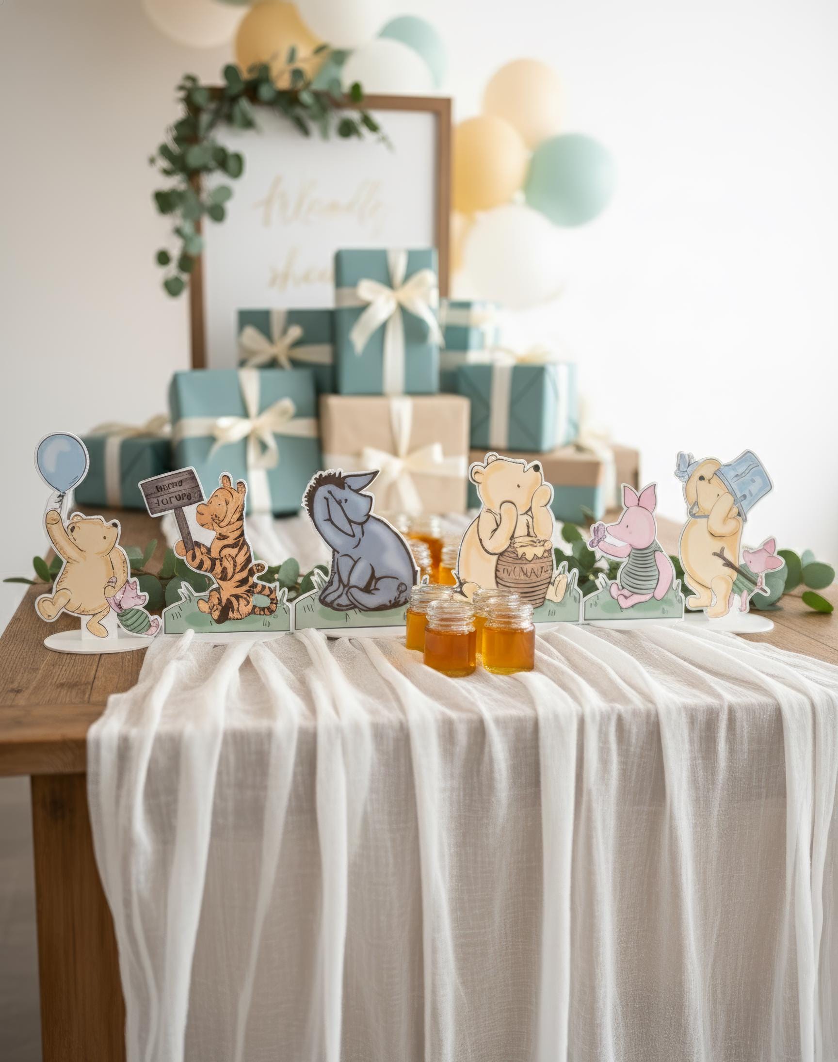 Classic Winnie the Pooh and Friends Double-Sided Table Centerpieces Set 6, Baby Shower, Nursery Decor, Table Decor, Birthday Decorations
