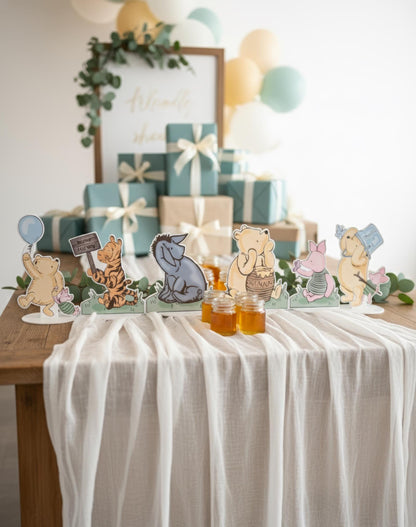 Classic Winnie the Pooh and Friends Double-Sided Table Centerpieces Set 6, Baby Shower, Nursery Decor, Table Decor, Birthday Decorations