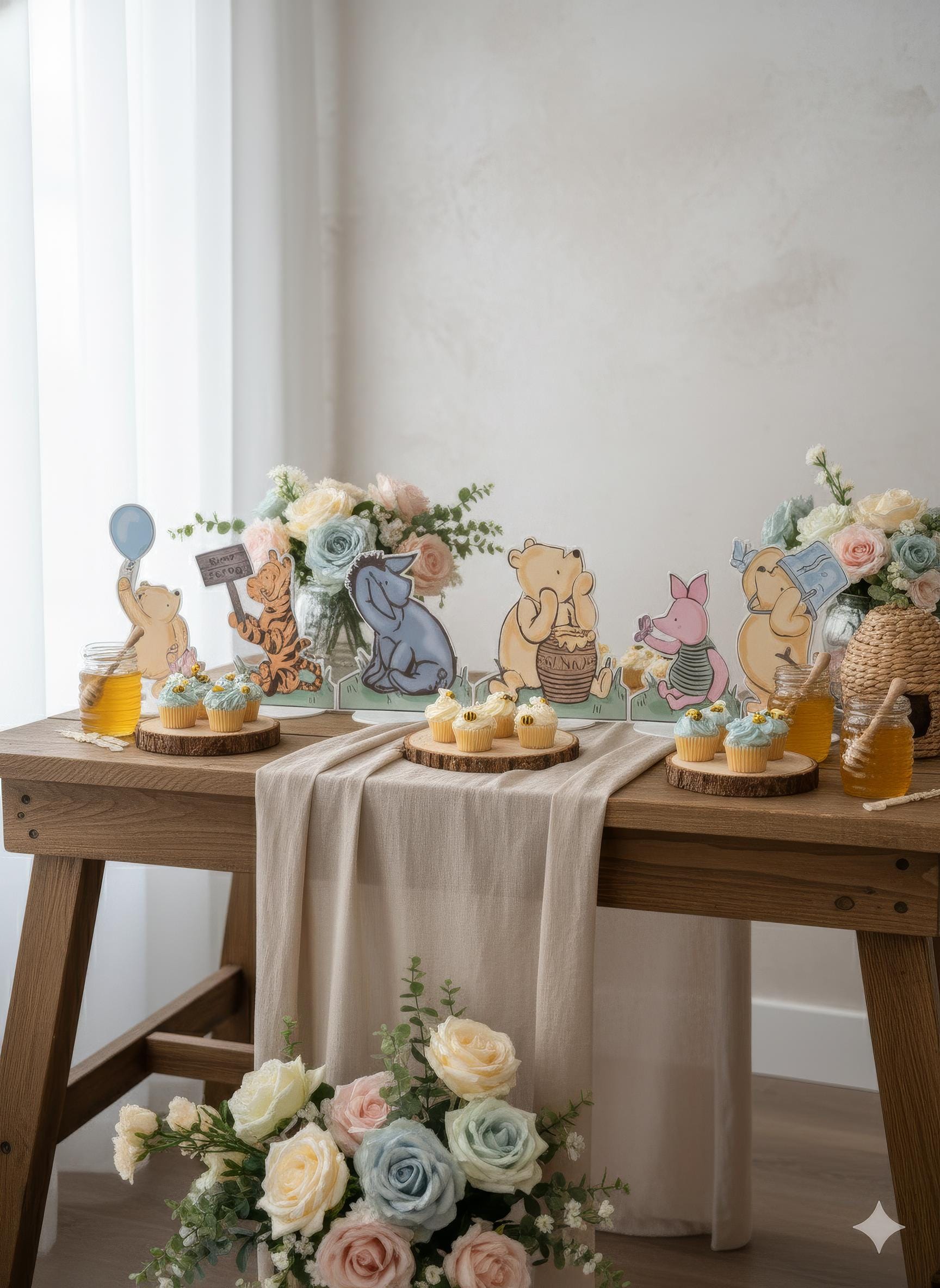 Classic Winnie the Pooh and Friends Double-Sided Table Centerpieces Set 6, Baby Shower, Nursery Decor, Table Decor, Birthday Decorations