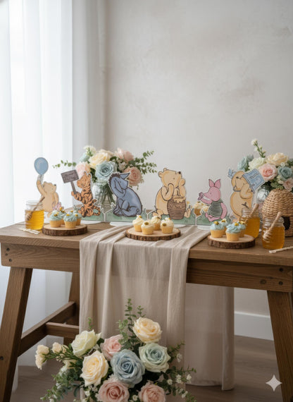 Classic Winnie the Pooh and Friends Double-Sided Table Centerpieces Set 6, Baby Shower, Nursery Decor, Table Decor, Birthday Decorations