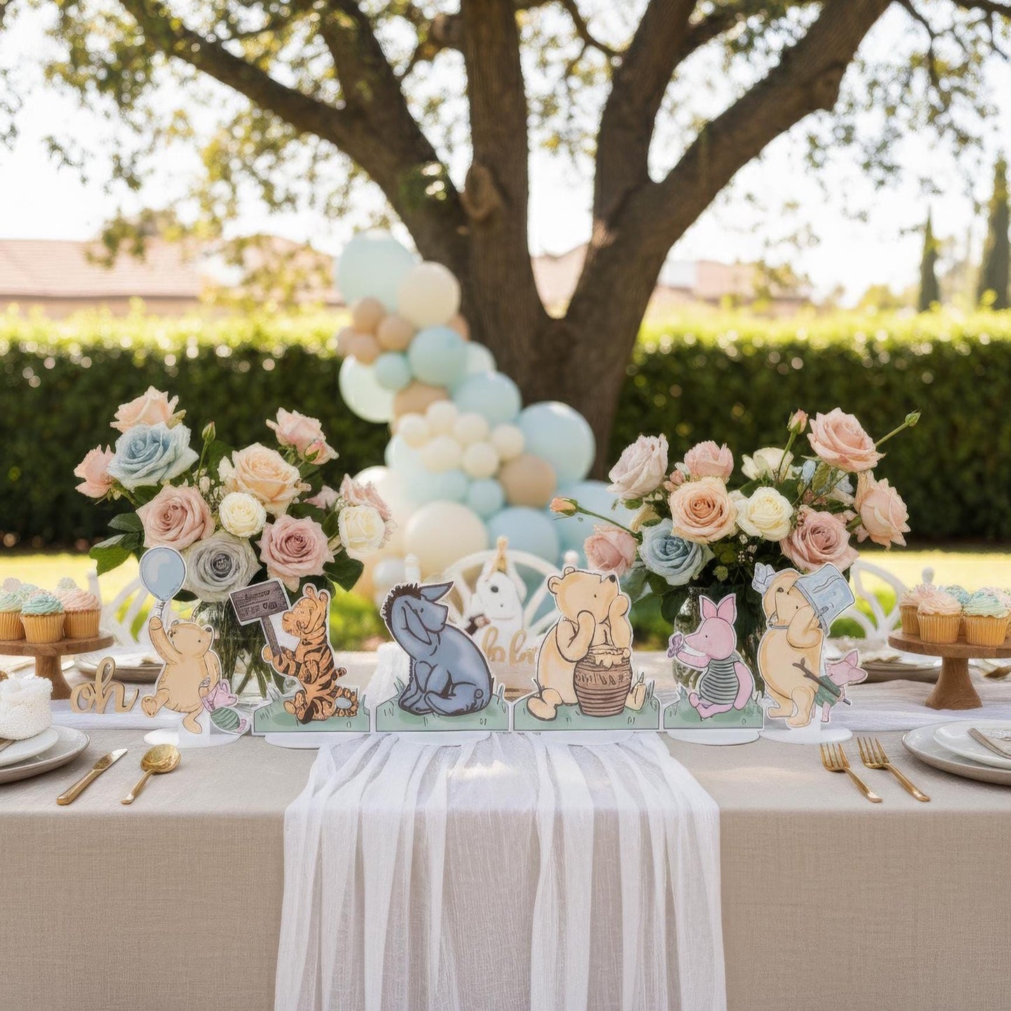 Classic Winnie the Pooh and Friends Double-Sided Table Centerpieces Set 6, Baby Shower, Nursery Decor, Table Decor, Birthday Decorations