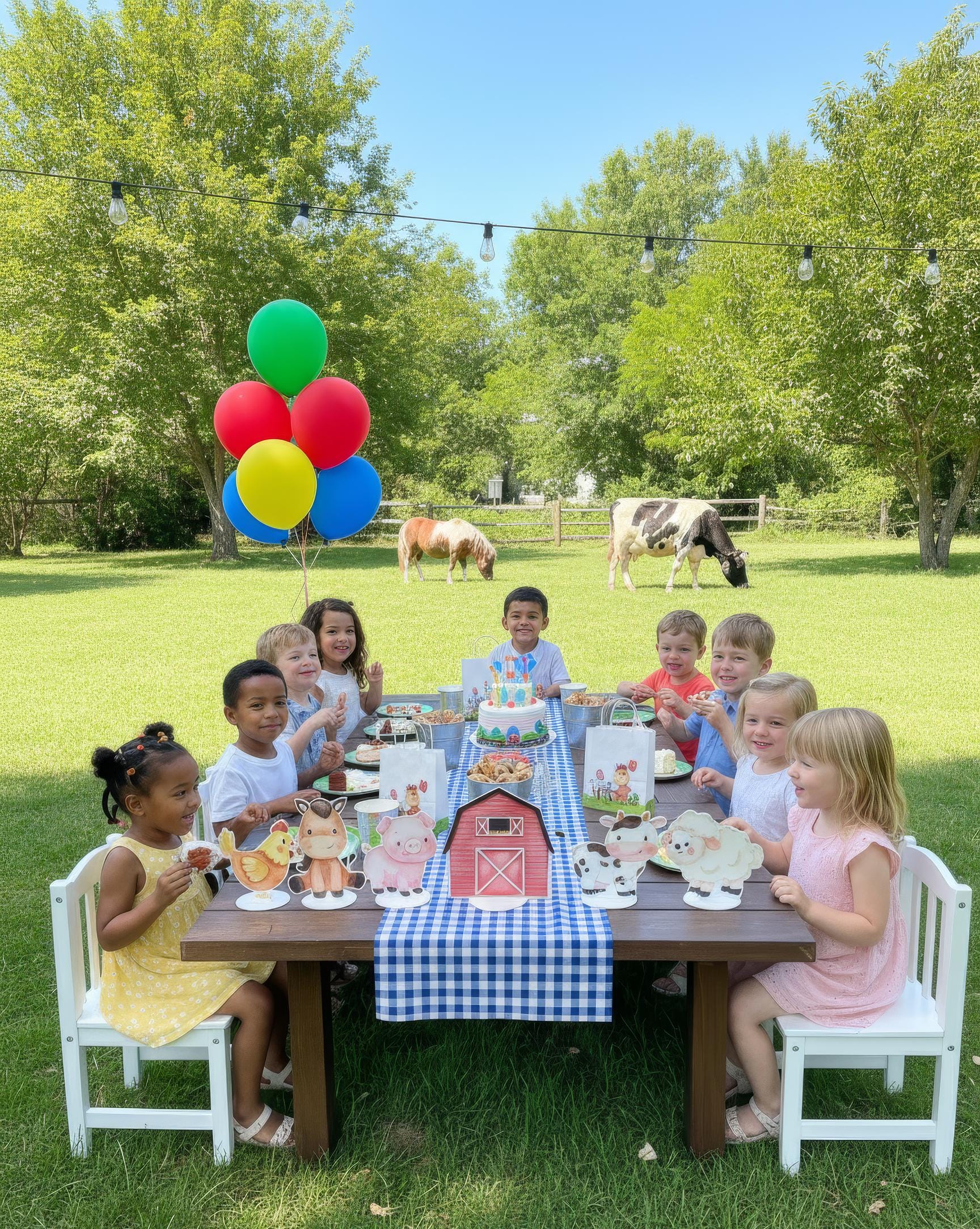 Farm Animals Double-Sided Table Centerpieces Set 6, Baby Shower, Nursery Decor, Table Decor, Birthday Decorations, Farmhouse Decor, Props